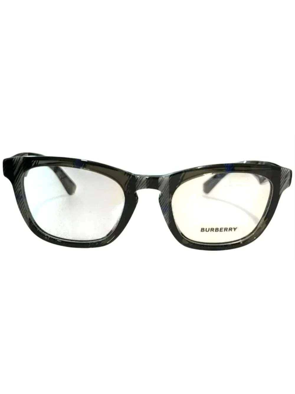 Burberry Eyeglasses  B2291 Square Frame Gray & Blue Plaid Acetate New